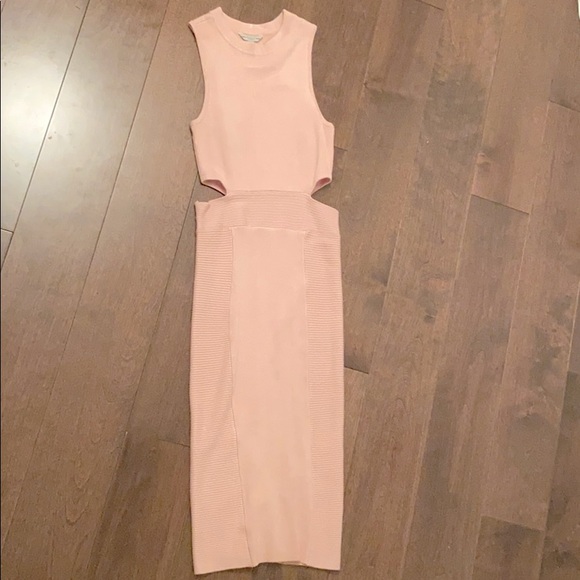 Bodycon Midi Cut Out Guess Dress Faint Pink - Picture 1 of 4